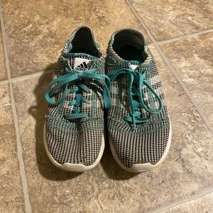 Teal Blue and Grey Adidas Running Shoes